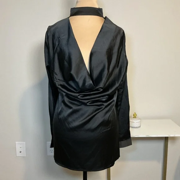 Fashion Nova Elegant Black Satin Dress - Picture 2 of 7